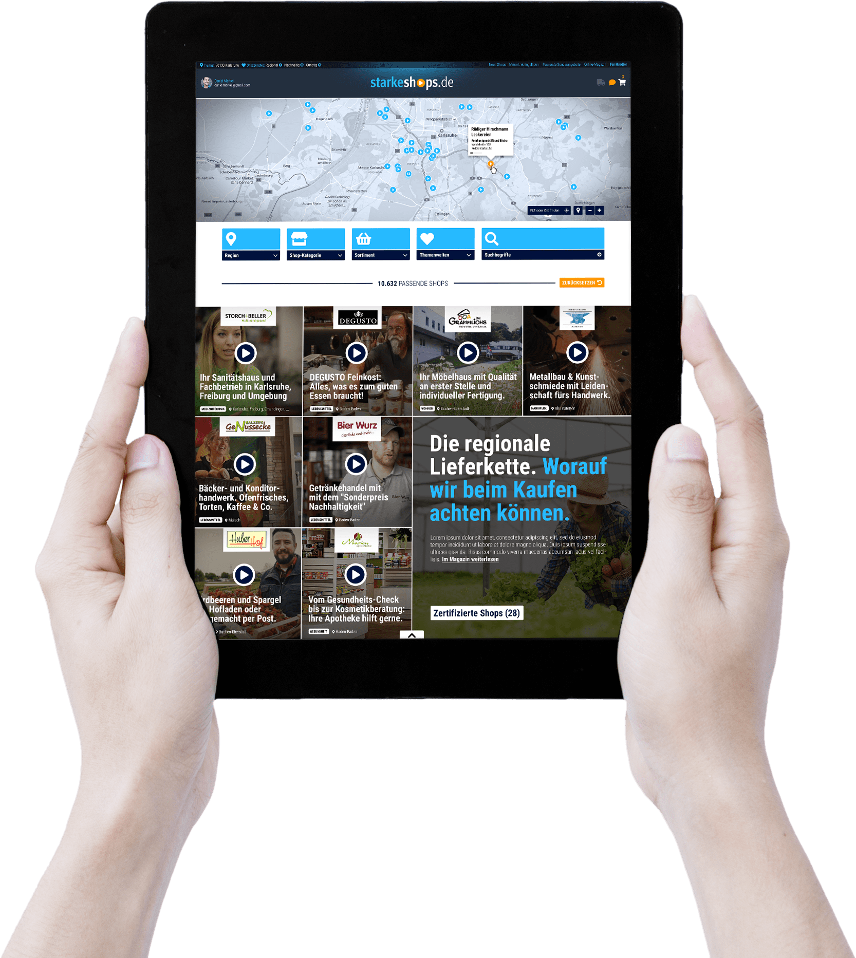 Tablet-Version von Starke Shops